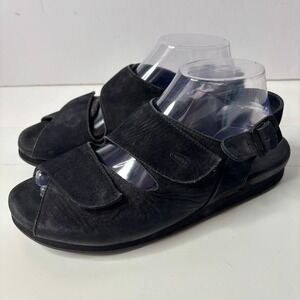 Womens Wolky Nime Black Sandals 41 US‎ 9.5 Hook and Loop Suede Leather Comfort